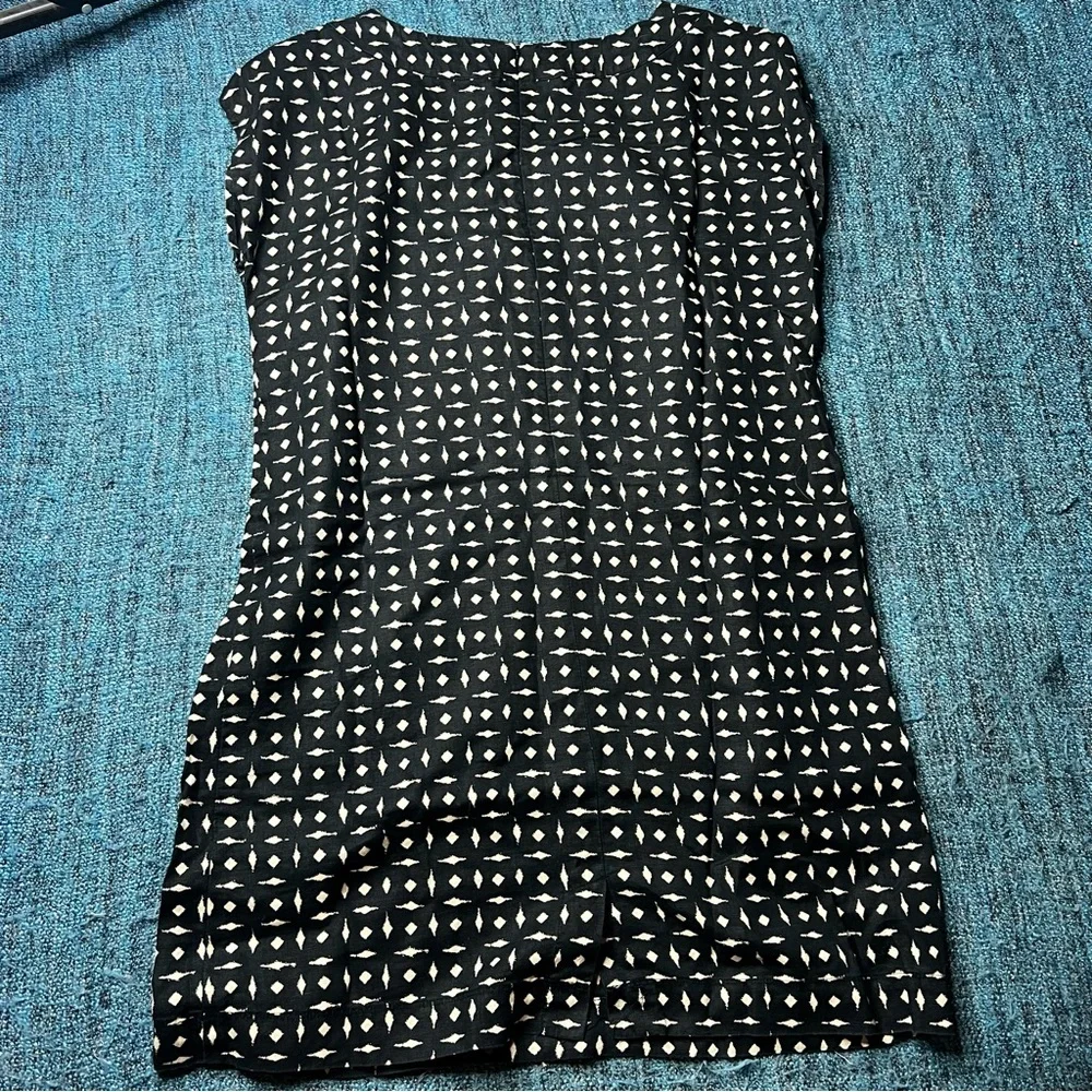 J.Jill Love Linen Mini Dress Shift Dress in Black Tan Medium Petite 100% Linen